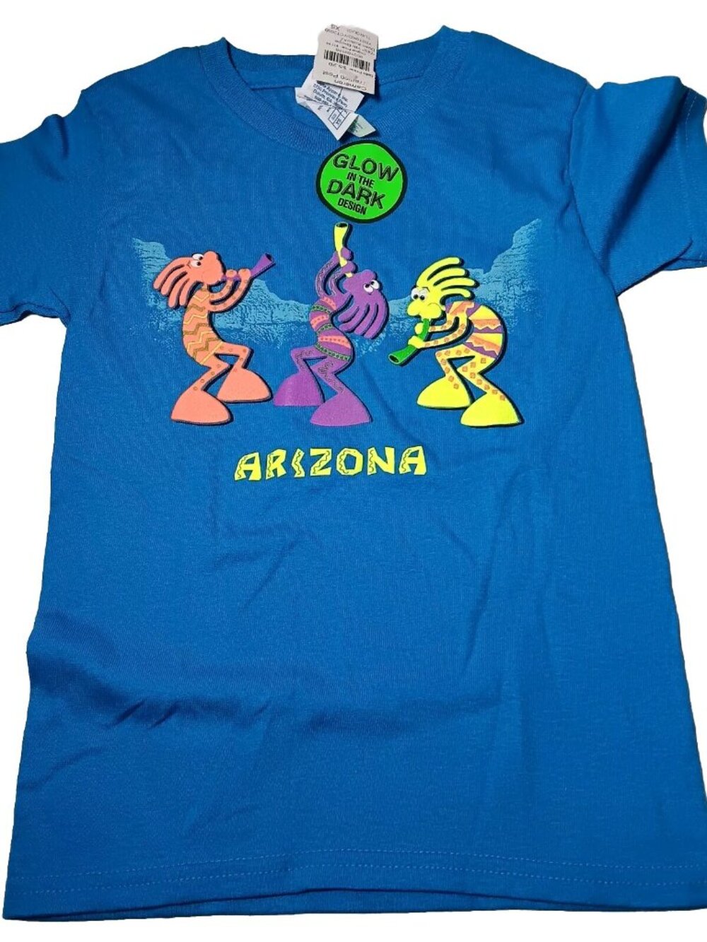 Arizona T Shirt Kids XS Kokopelli Glow In The Dark Tribal Flute Dance NEW